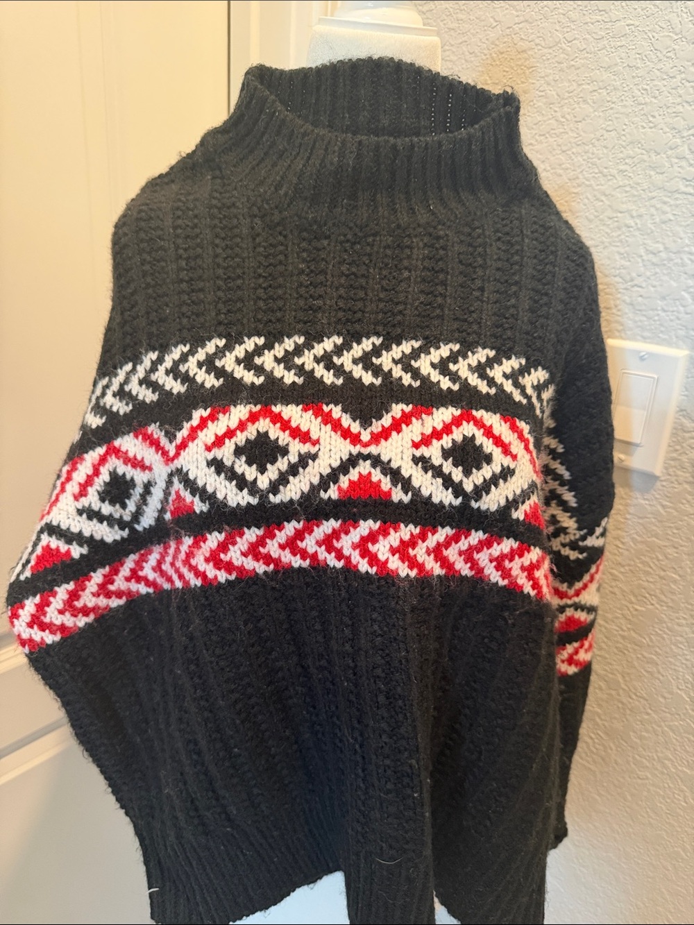 Sanctuary Cozy Black Fair Isle Turtleneck Sweater
